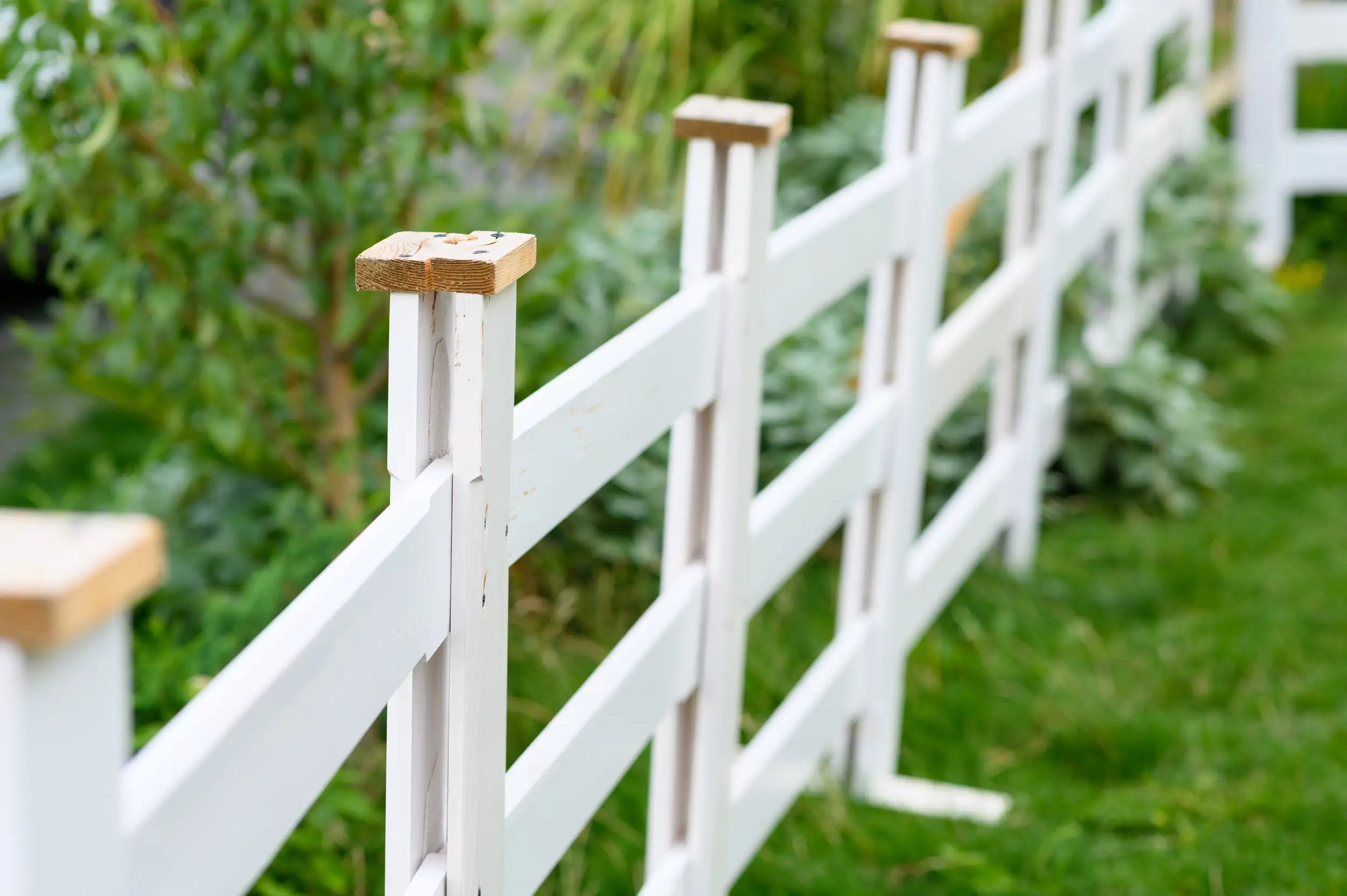 Wooden fence in a garden.
